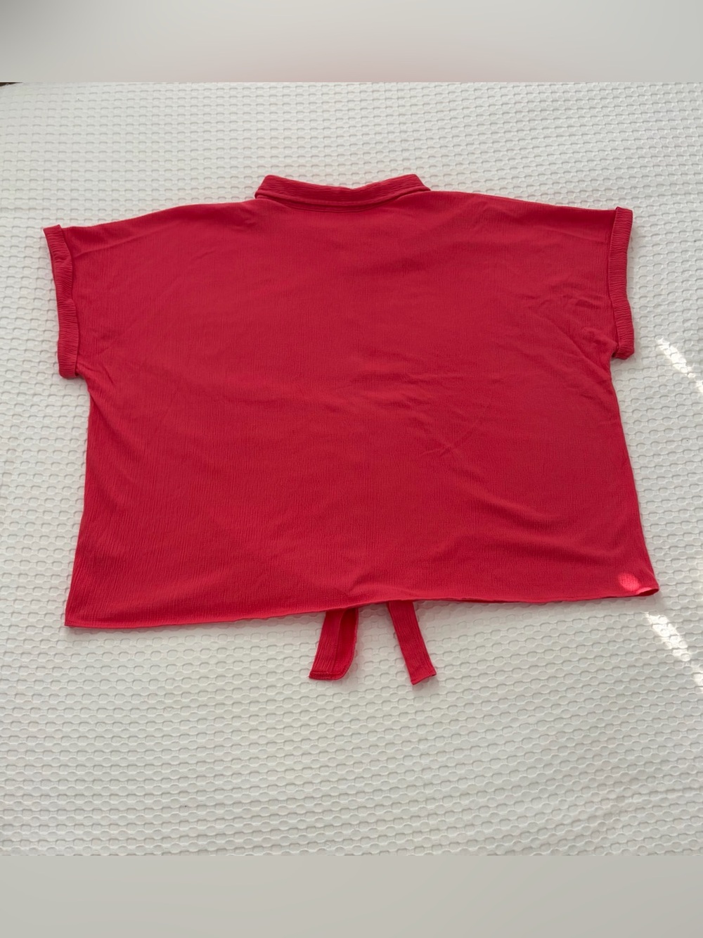 Belle by Kim Gravel Coral Tie-Front Button-Front Shirt 4X - Picture 2 of 6